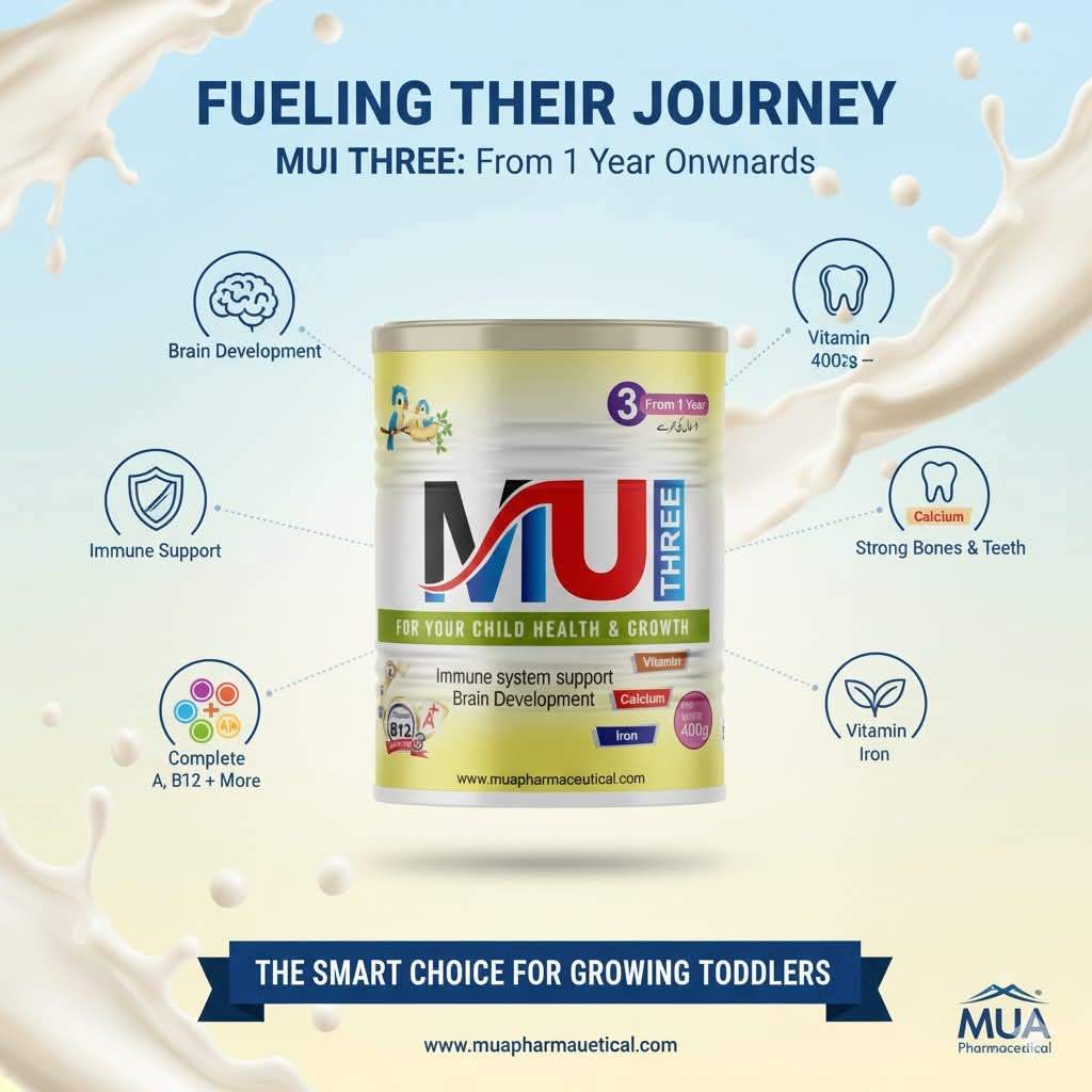 MU THREE: Growing Toddler Milk Formula (1 Year onwards) - 400g | Supports Brain, Immunity, Bones